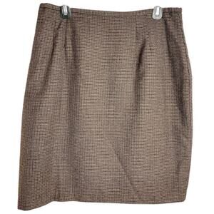 Womens Heritage Espresso Brown Pencil Skirt Houndstooth Countryside Prep Siz 16